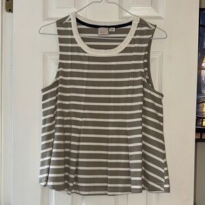 Anthropologie Brown and White Striped Tank Top